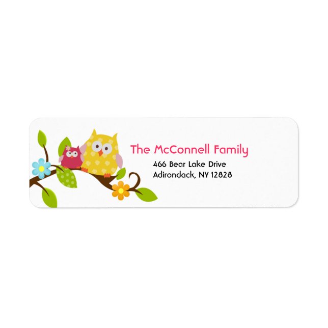 Happy Tree Owls PRINTABLE ADDRESS LABELS (Front)