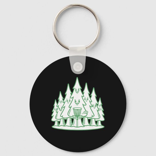 Happy Trees Forest Disc Golf Sket Flying Disc  Key Ring (Front)