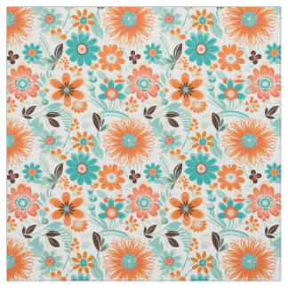 Happy Trendy Retro Floral Fabric