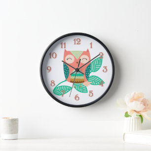 Happy Tribal Owl Clock