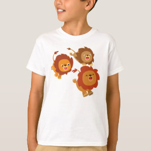 Happy Trio of Cute Cartoon Lions Children T-Shirt