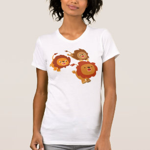 Happy Trio of Cute Cartoon Lions Women T-Shirt
