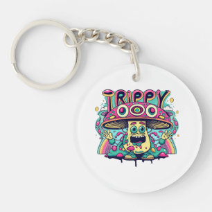 Happy Trippy Mushroom Key Ring