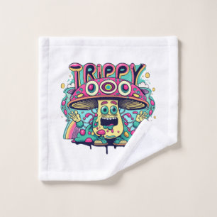 Happy Trippy Mushroom Wash Cloth
