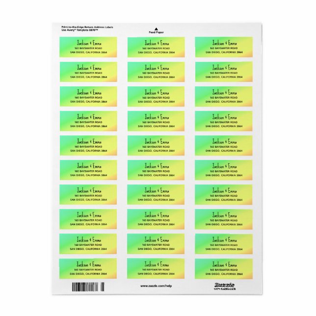 Happy Tropical Colours Return Address Label (Full Sheet)