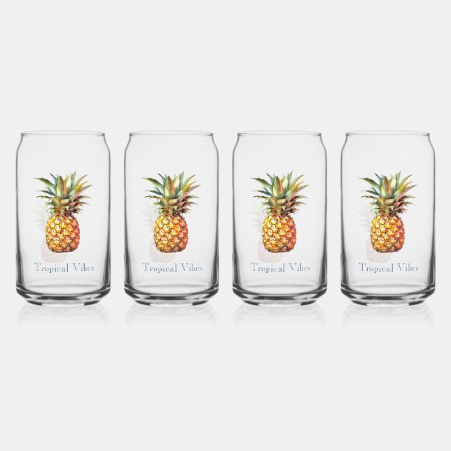 Happy Tropical Pineapple Can Glass (Front)