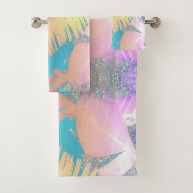 Happy Tropical Vibes Palm Trees Bath Towels (Insitu)