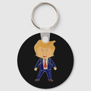Happy Trump Cartoon – Funny 2026 Meme Trend Graphi Key Ring