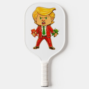 Happy Trump Funny Trump Bull Bear Trump Meme Chibi Pickleball Paddle