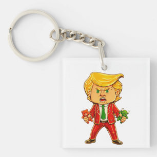 Happy Trump Funny Trump Invest Trump Cartoon Meme Key Ring