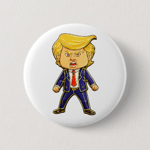 Happy Trump Lapel Pin Chibi Cartoon Funny Meme Pop