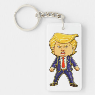 Happy Trump Lapel Pin Chibi Cartoon Funny Meme Pop Key Ring