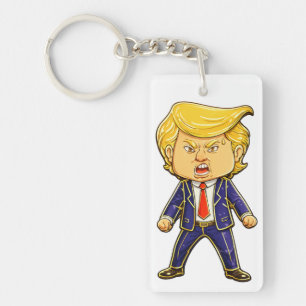 Happy Trump Lapel Pin Chibi Cartoon Funny Meme Pop Key Ring