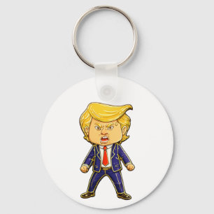 Happy Trump Lapel Pin Chibi Cartoon Funny Meme Pop Key Ring