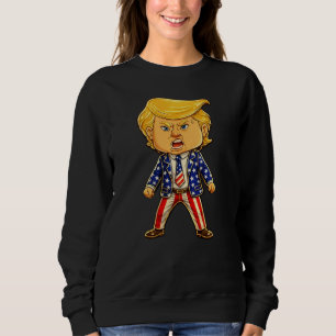 Happy Trump Lapel Pin Chibi Cartoon Patriotic Meme Sweatshirt