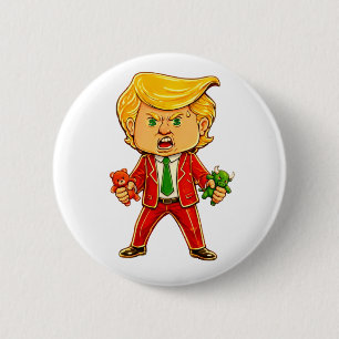 Happy Trump Lapel Pin Chibi Cartoon Stockmarkets