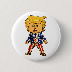 Happy Trump Lapelle Chibi Cartoon Patriotic Meme 6 Cm Round Badge