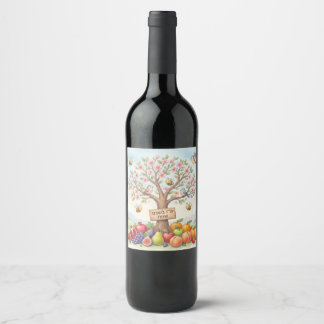 Happy Tu B'Shevat – Colourful Blossom & Fruit Wine Label