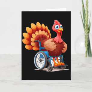 Happy Turkey Costume In Wheelchair For Thanksgivin Card