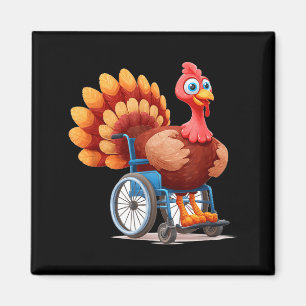 Happy Turkey Costume In Wheelchair For Thanksgivin Magnet