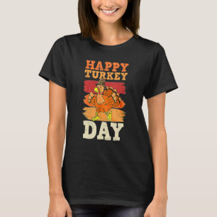 Happy Turkey Day Cute Little Pilgrim Thanksgiving T-Shirt