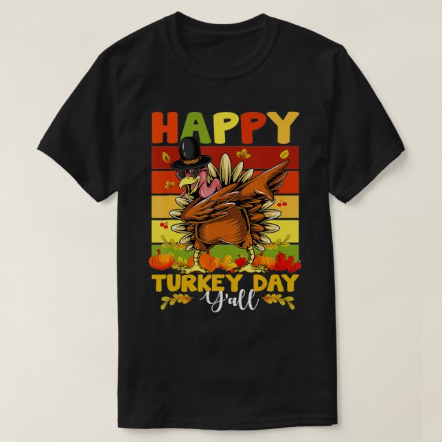 HAPPY TURKEY DAY Dabbing Thanksgiving Day Boys Gir T-Shirt (Design Front)