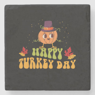 happy turkey day fall thanksgiving day special stone coaster