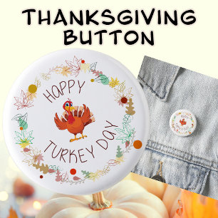 Happy Turkey Day Fun Thanksgiving Turkey 3 Cm Round Badge