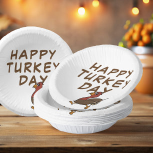 Happy Turkey Day Funny Thanksgiving Paper Bowls Paper Plate