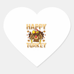 Happy Turkey Day Shirt Thanksgiving Day Holiday G Heart Sticker