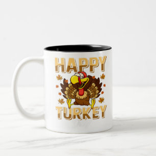 Happy Turkey Day Thanksgiving Day Holiday Gift Two-Tone Coffee Mug