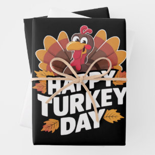 Happy Turkey Day Thanksgiving Day Holiday Gift Wrapping Paper Sheet