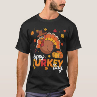 Happy Turkey Day Thanksgiving Family Pyjamas Fall  T-Shirt