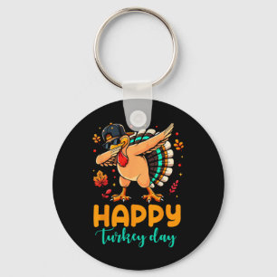 Happy Turkey Day Thanksgiving Turkey Pilgrim Men B Key Ring