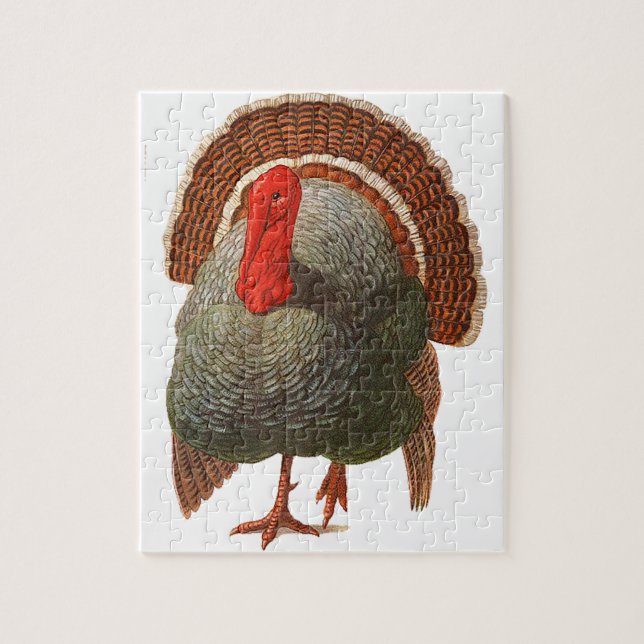Happy Turkey Day Vintage Turkey Jigsaw Puzzle (Vertical)