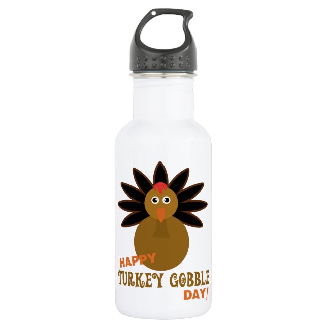 Happy Turkey Gobble Day Thanksgiving 532 Ml Water Bottle (Front)