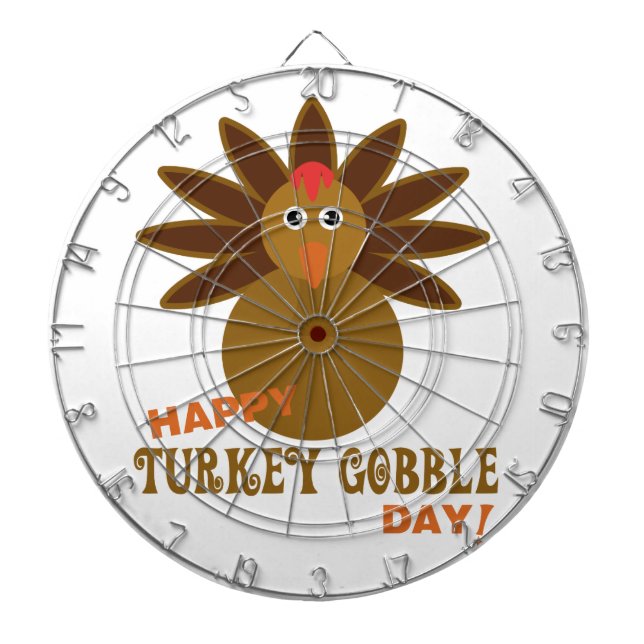 Happy Turkey Gobble Day Thanksgiving Dartboard (Front)