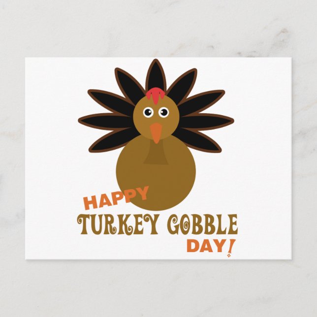 Happy Turkey Gobble Day Thanksgiving Holiday Postcard (Front)