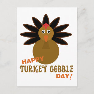 Happy Turkey Gobble Day Thanksgiving Holiday Postcard