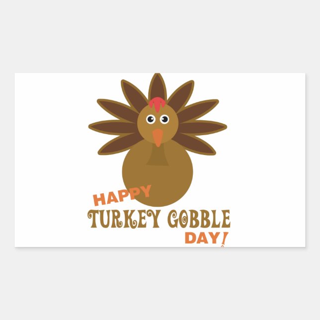 Happy Turkey Gobble Day Thanksgiving Rectangular Sticker (Front)