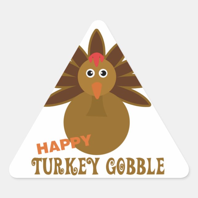 Happy Turkey Gobble Day Thanksgiving Triangle Sticker (Front)