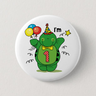 Happy Turtle 1st Birthday 6 Cm Round Badge