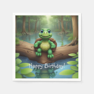 Happy Turtle Birthday Napkin