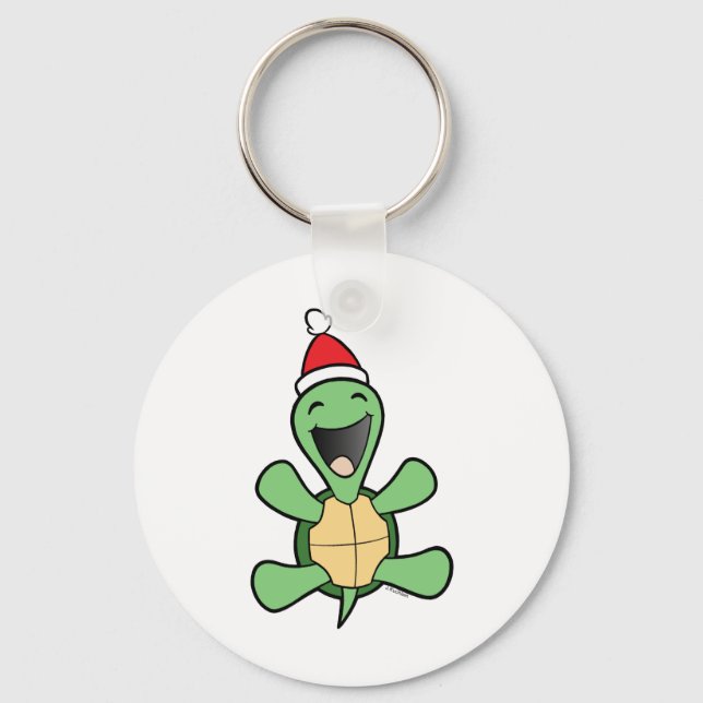 Happy Turtle Christmas Key Ring (Front)