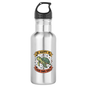 Happy Turtle Quote Vintage Engraving Design_1 532 Ml Water Bottle