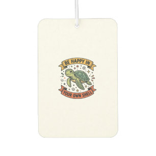 Happy Turtle Quote Vintage Engraving Design_1 Car Air Freshener