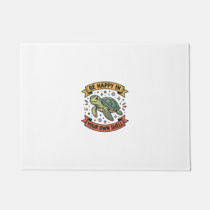 Happy Turtle Quote Vintage Engraving Design_1 Doormat
