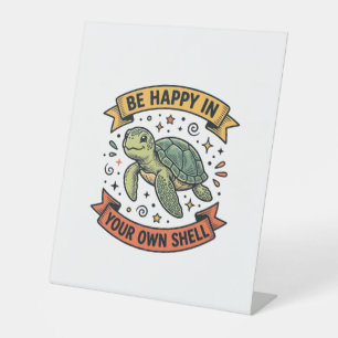 Happy Turtle Quote Vintage Engraving Design_1 Pedestal Sign