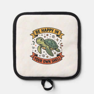 Happy Turtle Quote Vintage Engraving Design_1 Pot Holder