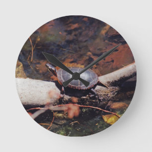 Happy Turtle Round Clock
